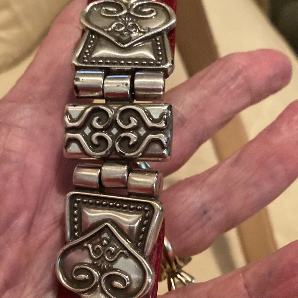 Red Western-Style Women's Belt with Ornate Silver Buckle